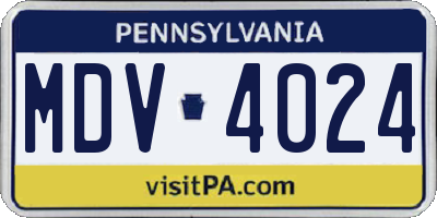 PA license plate MDV4024