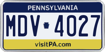 PA license plate MDV4027