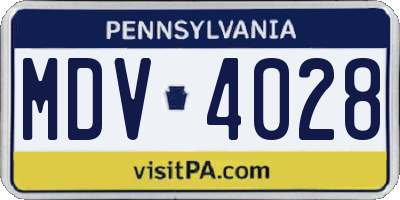 PA license plate MDV4028