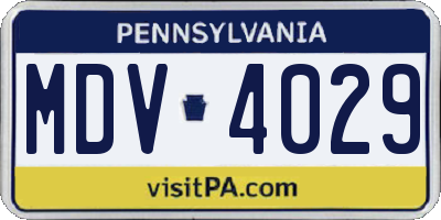 PA license plate MDV4029