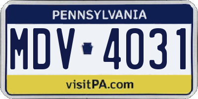 PA license plate MDV4031