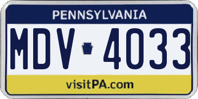 PA license plate MDV4033