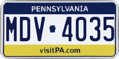 PA license plate MDV4035