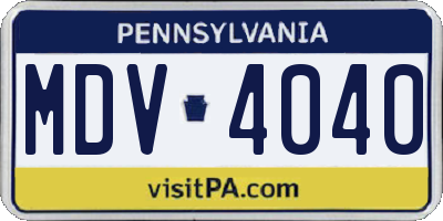 PA license plate MDV4040