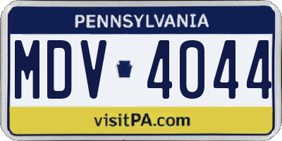 PA license plate MDV4044