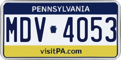 PA license plate MDV4053