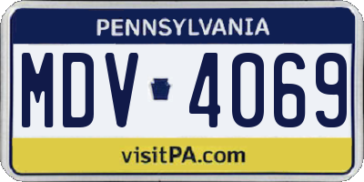 PA license plate MDV4069