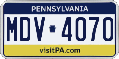 PA license plate MDV4070