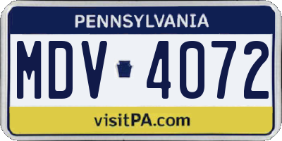 PA license plate MDV4072