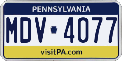 PA license plate MDV4077