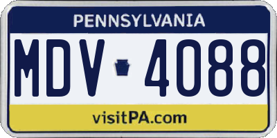 PA license plate MDV4088