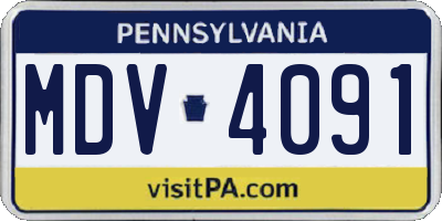 PA license plate MDV4091