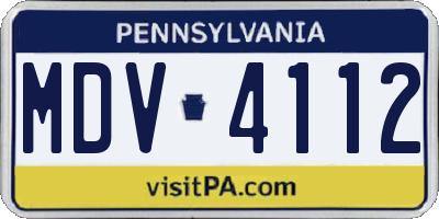 PA license plate MDV4112