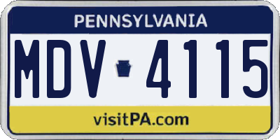 PA license plate MDV4115