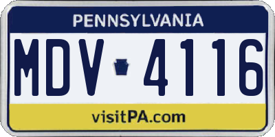 PA license plate MDV4116