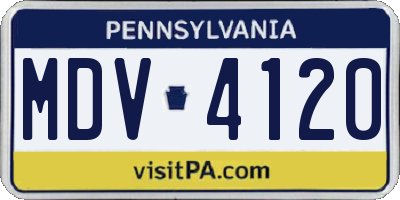 PA license plate MDV4120