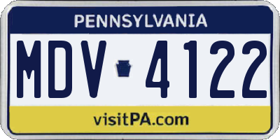 PA license plate MDV4122