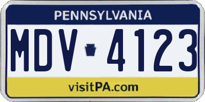 PA license plate MDV4123