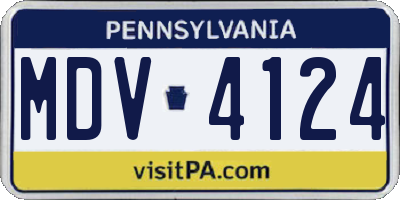 PA license plate MDV4124