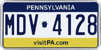 PA license plate MDV4128