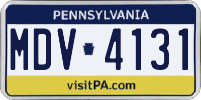 PA license plate MDV4131