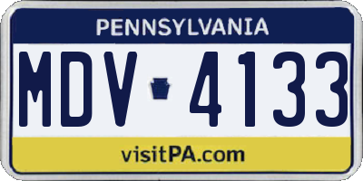 PA license plate MDV4133
