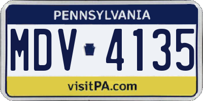 PA license plate MDV4135