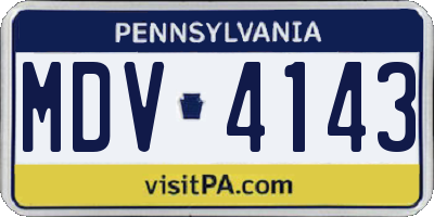 PA license plate MDV4143