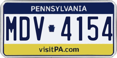 PA license plate MDV4154