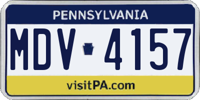 PA license plate MDV4157