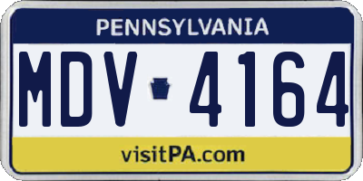 PA license plate MDV4164