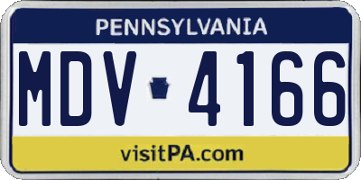 PA license plate MDV4166