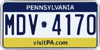 PA license plate MDV4170