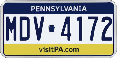 PA license plate MDV4172