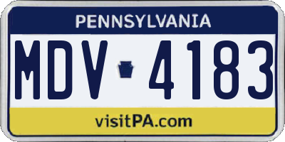 PA license plate MDV4183