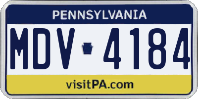 PA license plate MDV4184