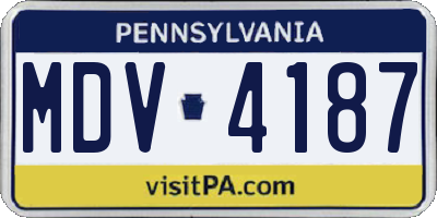 PA license plate MDV4187