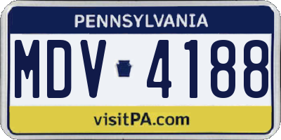PA license plate MDV4188