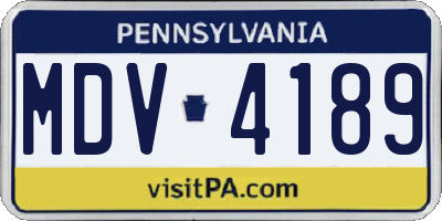 PA license plate MDV4189