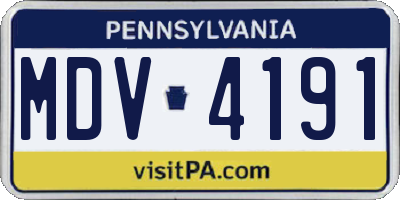 PA license plate MDV4191