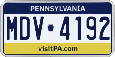 PA license plate MDV4192
