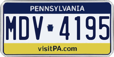 PA license plate MDV4195