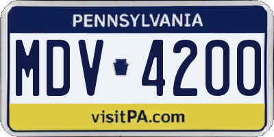 PA license plate MDV4200