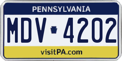 PA license plate MDV4202