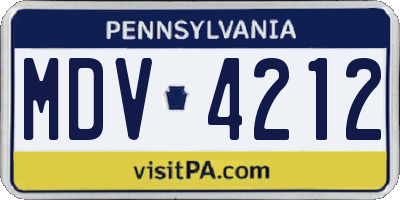 PA license plate MDV4212