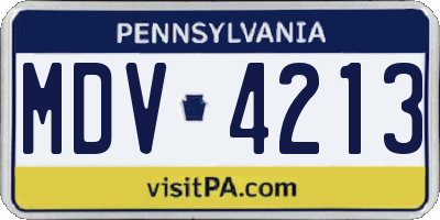 PA license plate MDV4213