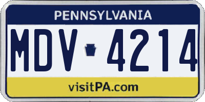 PA license plate MDV4214