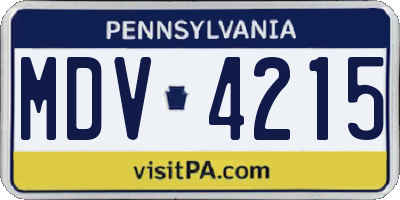 PA license plate MDV4215