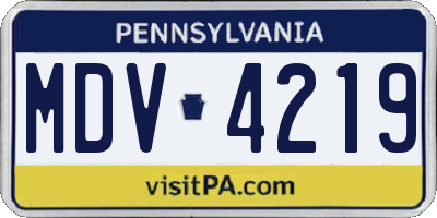 PA license plate MDV4219