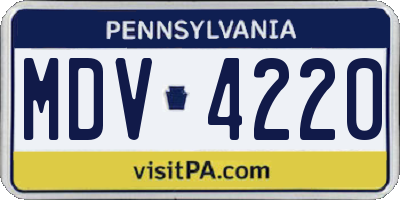 PA license plate MDV4220